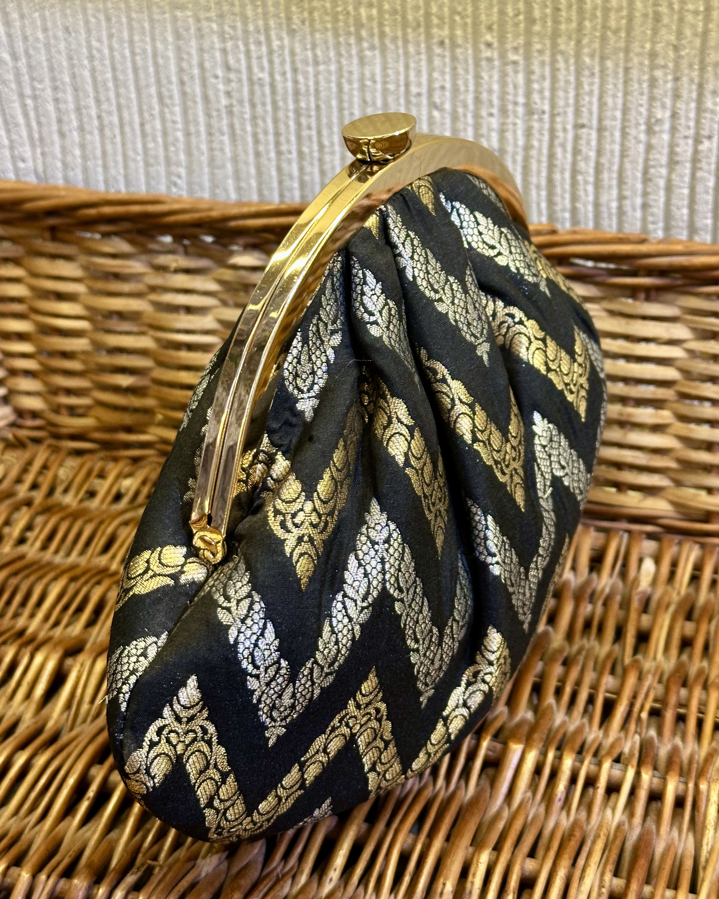 Black Chevron Half Moon Bag