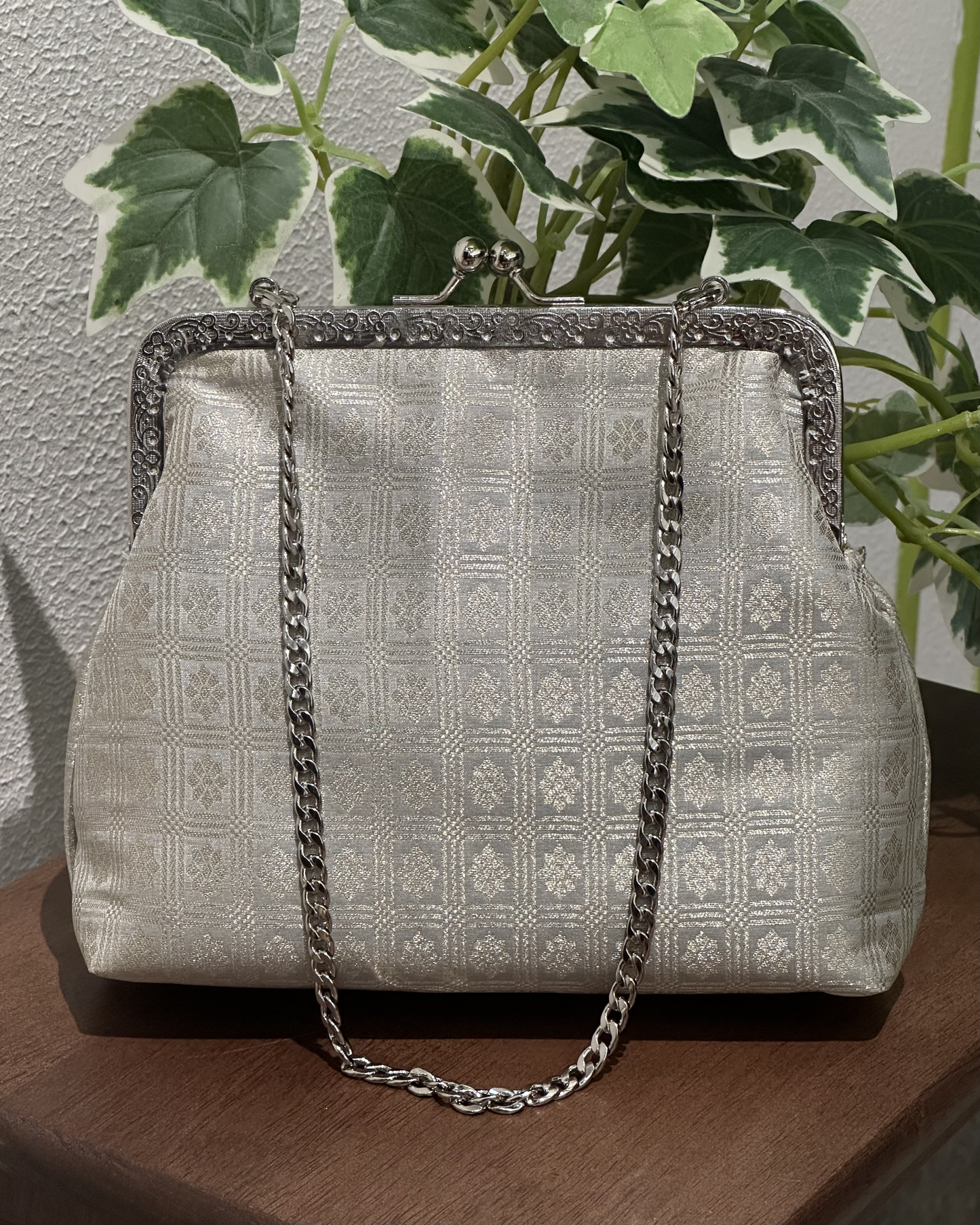 Silver Framed Banarasi Purse