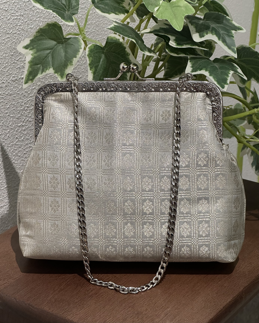 Silver Framed Banarasi Purse