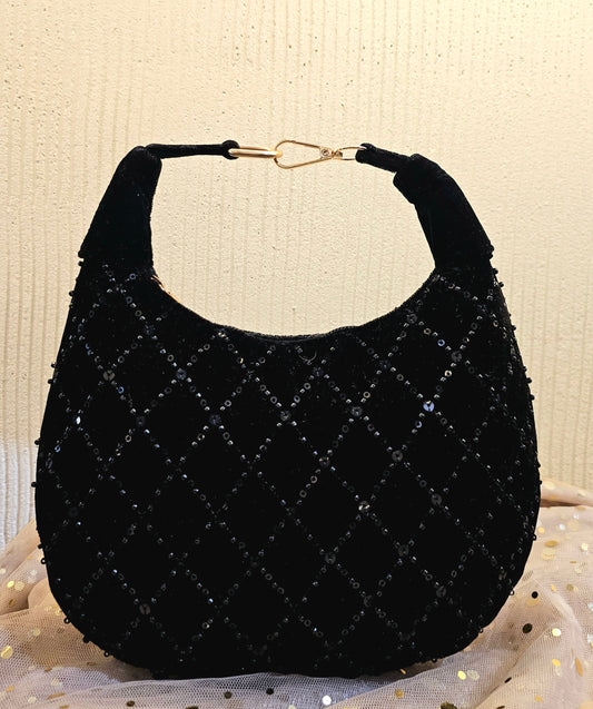 The moon bag- Black Handwork