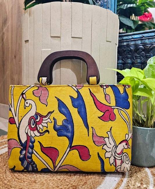 Peacock Wooden Handle Bag
