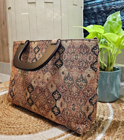 Jute Wooden Handle Bag