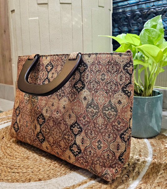 Jute Wooden Handle Bag