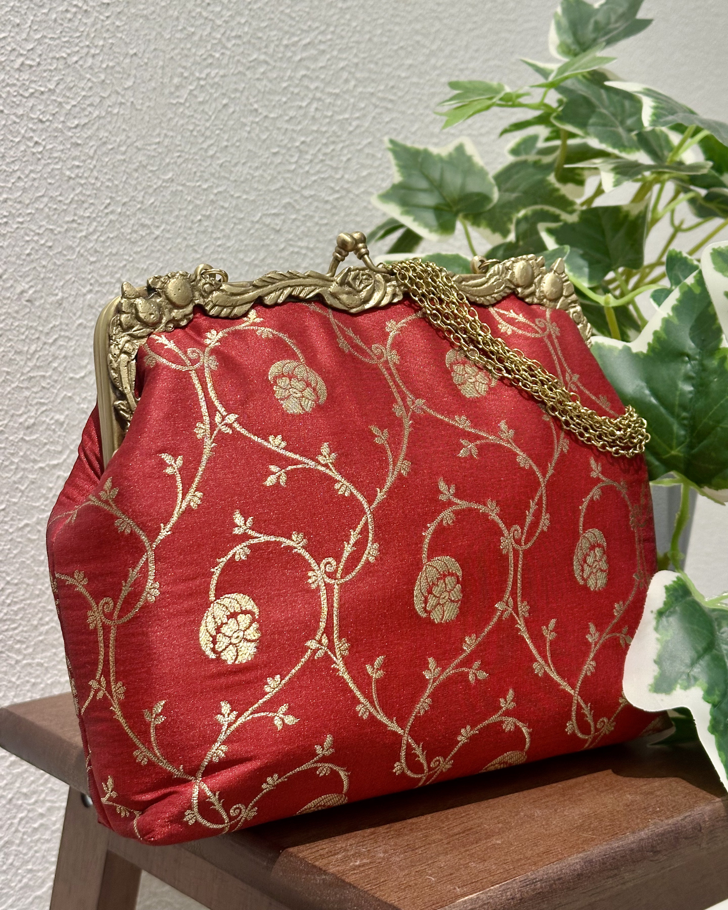Rose Framed Maroon Purse