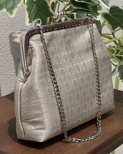 Silver Framed Banarasi Purse