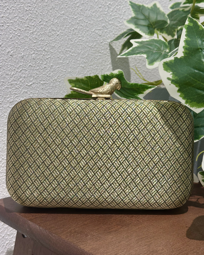 Bird Embroidered Box Clutch