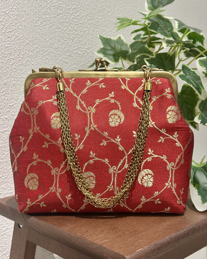 Rose Framed Maroon Purse
