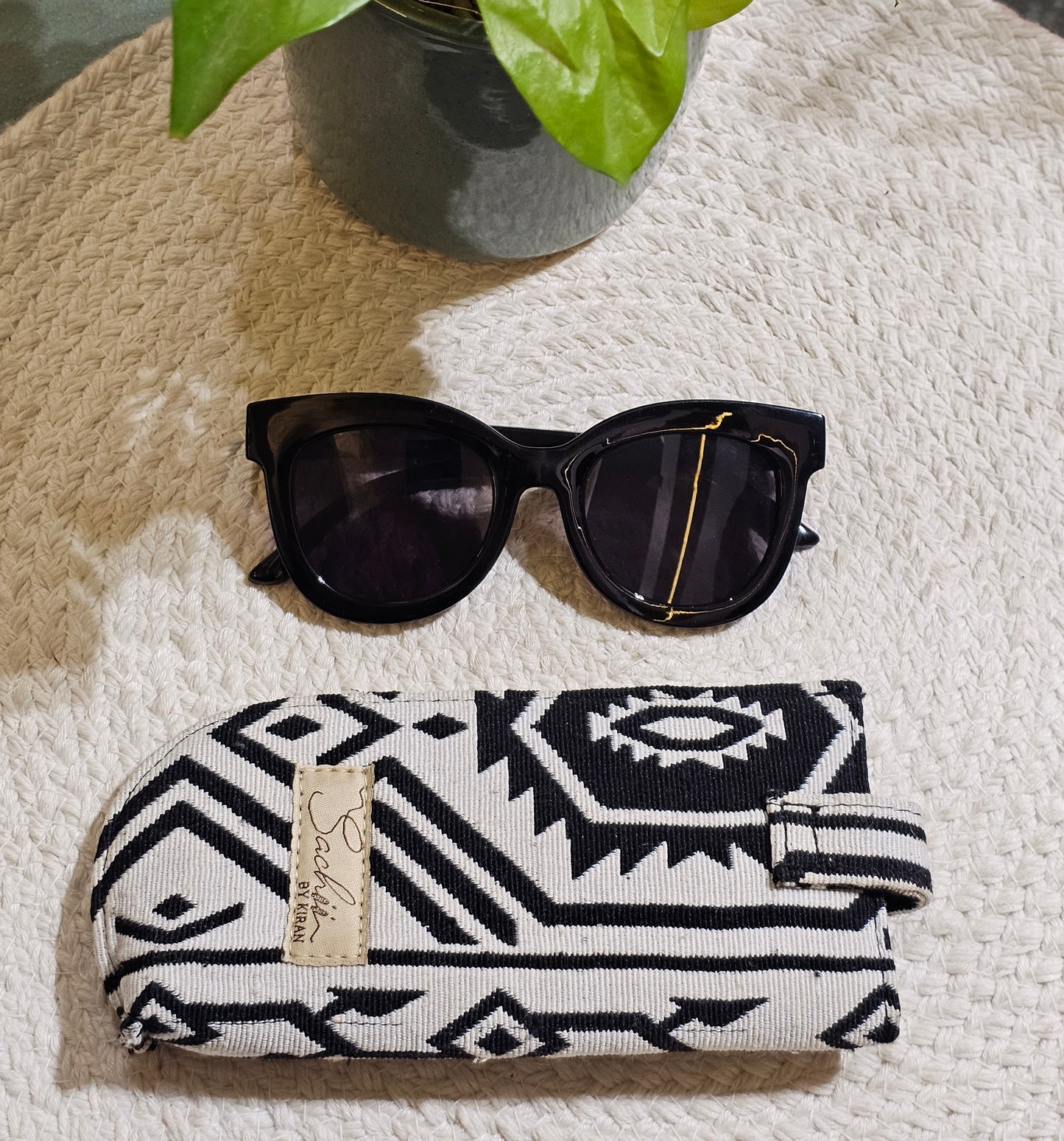 Black and White Sunglass Pouch