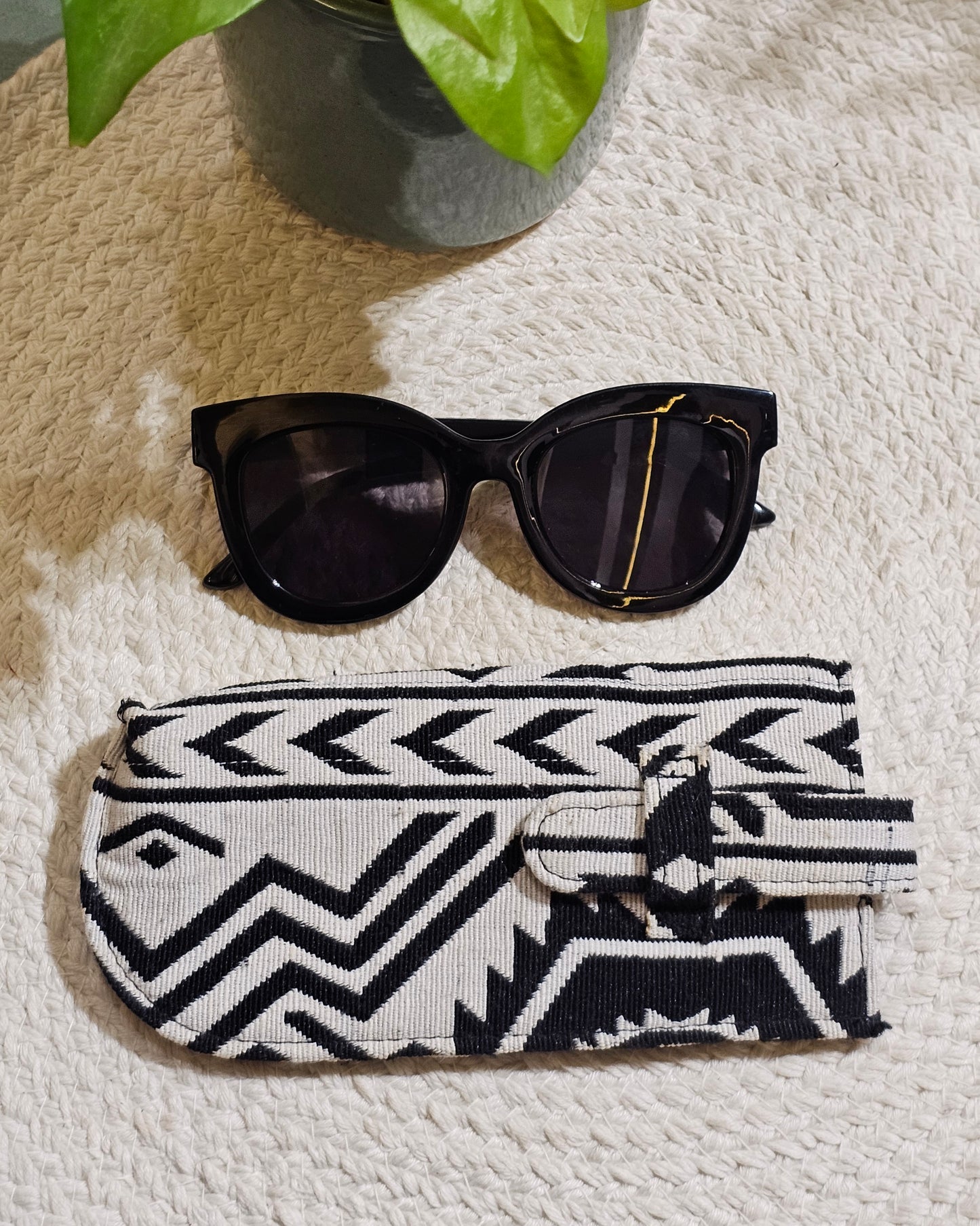 Black and White Sunglass Pouch