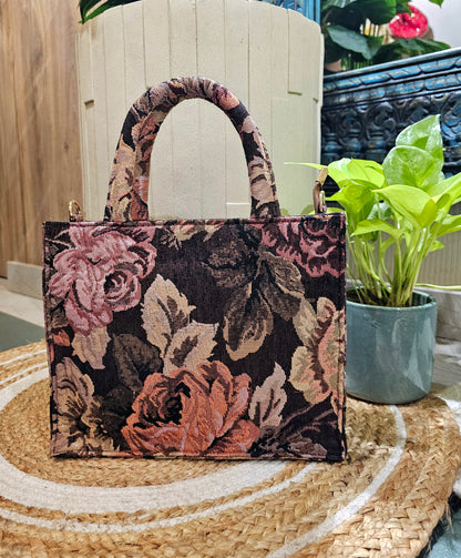 Brown floral Mini tote