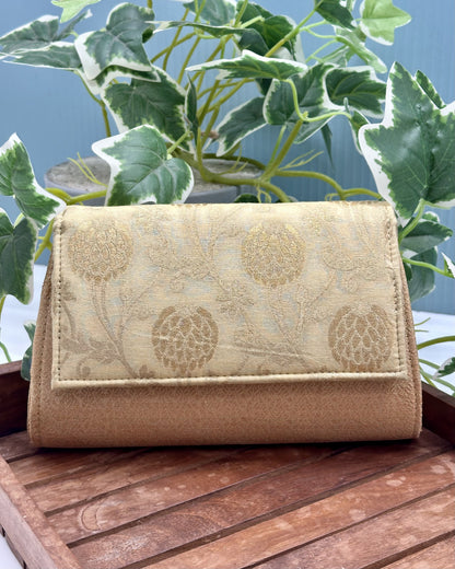 GOLD banarasi basic clutch