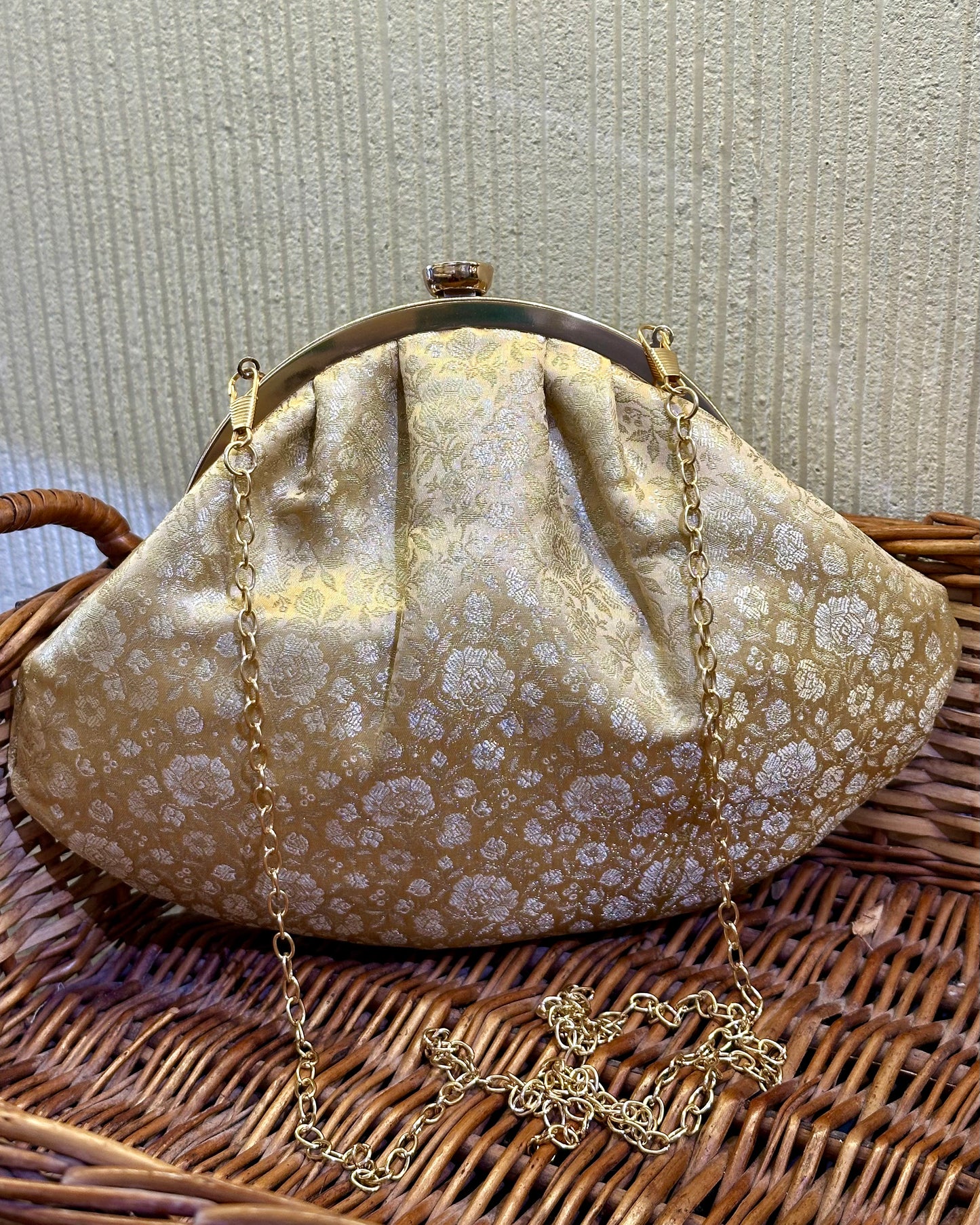 Gold brocade Half Moon Bag