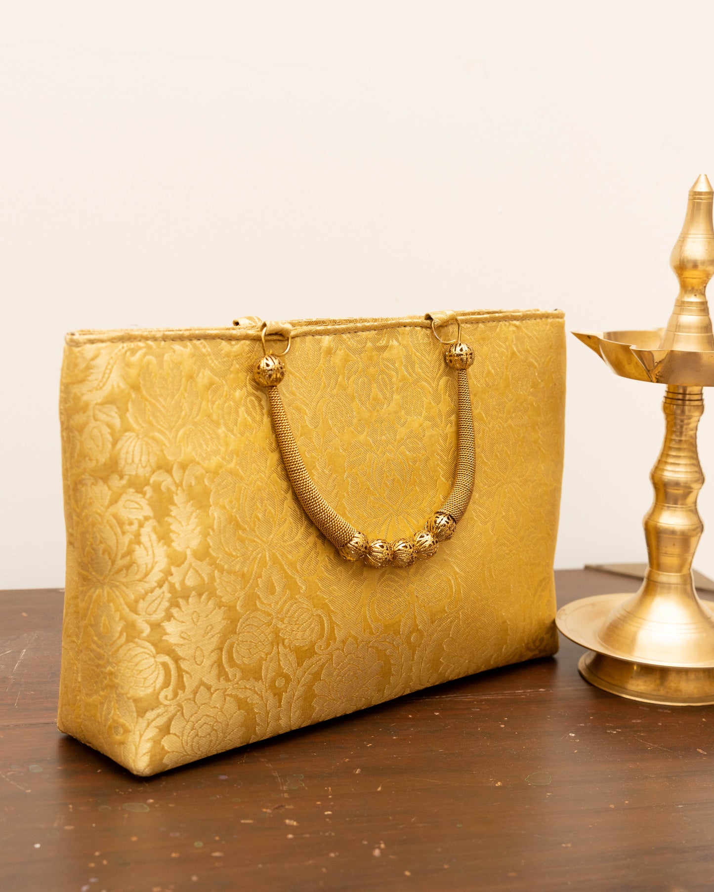 Gold Banarasi Handle Bag