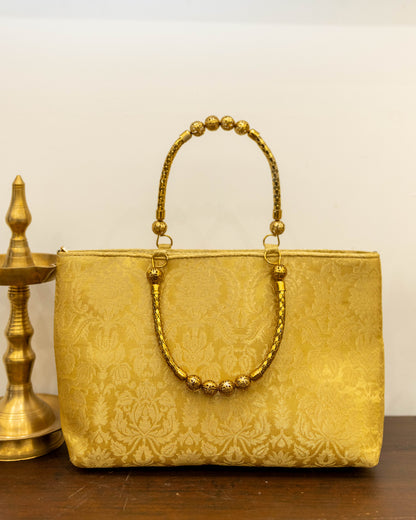 Gold Banarasi Handle Bag