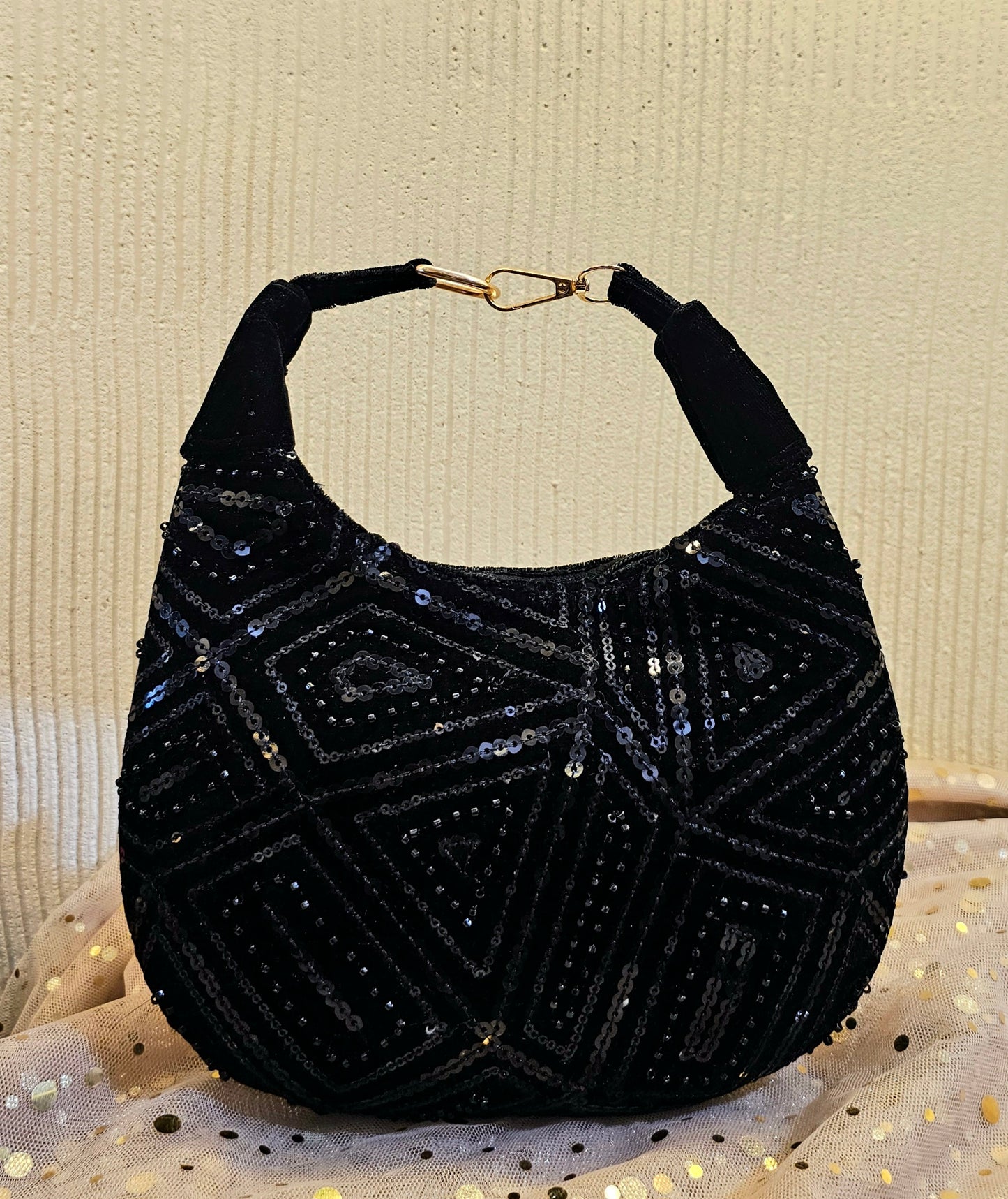 The Moon Bag- Black Sequin