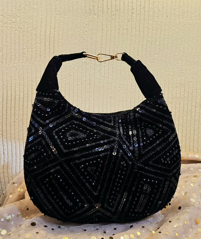 The Moon Bag- Black Sequin