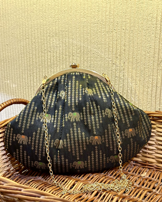 Black Elephant Half Moon Bag