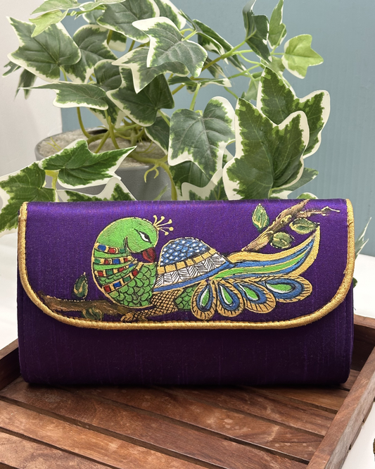 Hand-painted Peacock Clutch