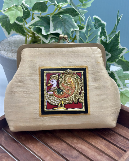 The Tanjore art Purse-beige