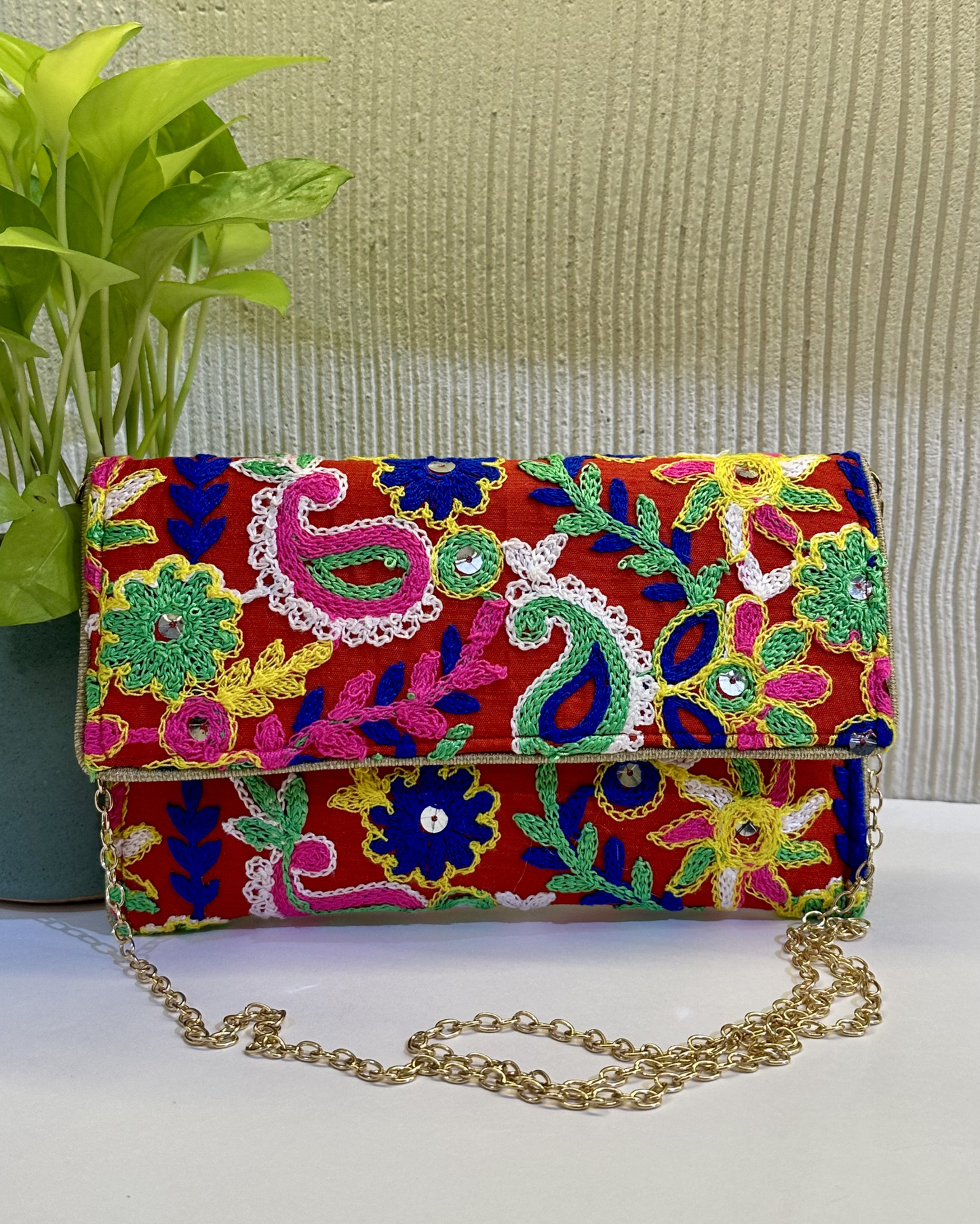 Ethnic Wallets- Red Multicolored