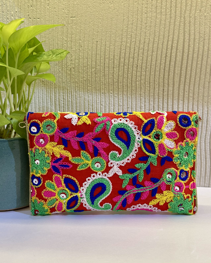 Ethnic Wallets- Red Multicolored
