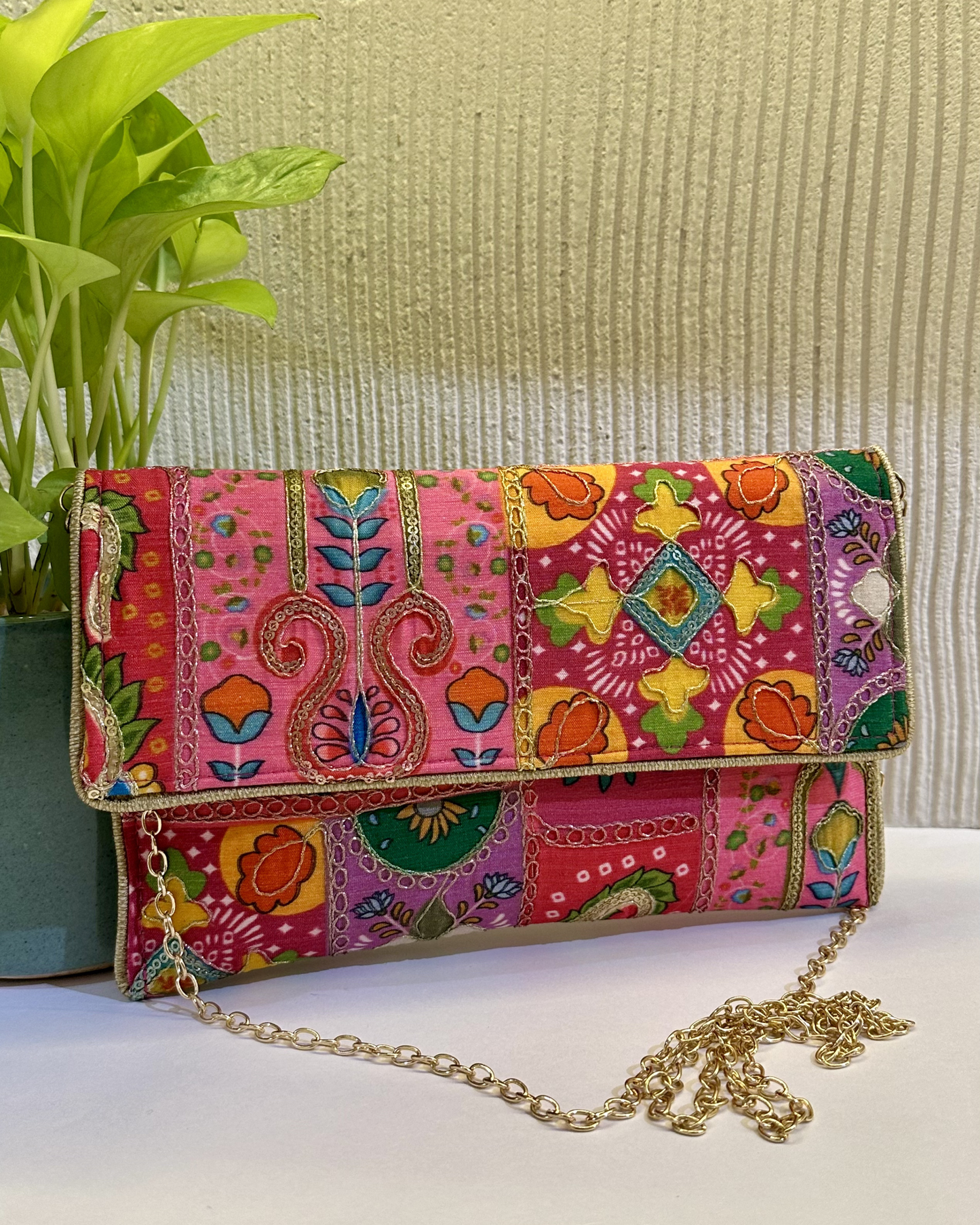 Ethnic Wallets- Pink Multicolored