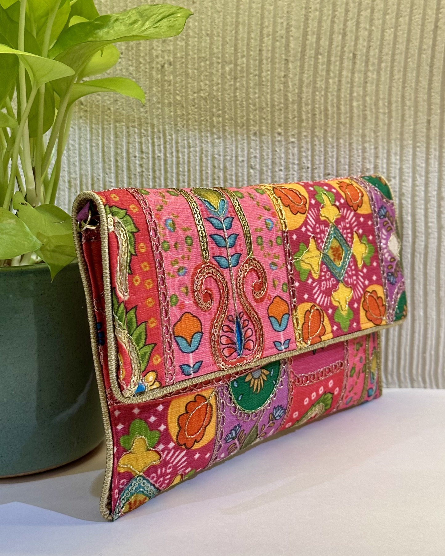 Ethnic Wallets- Pink Multicolored