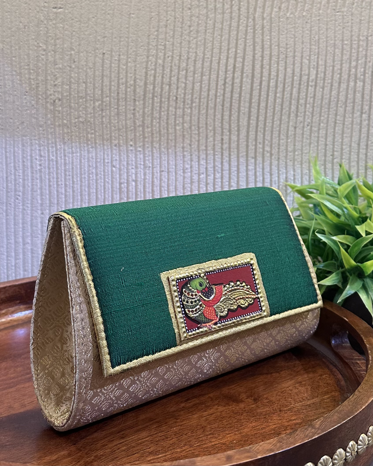 The tanjore art clutch-green