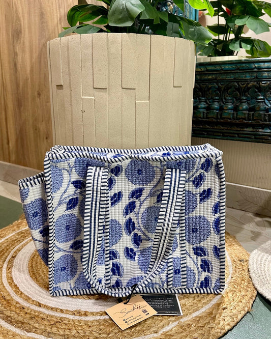 Jaipur Lunch Bags-Blue and white