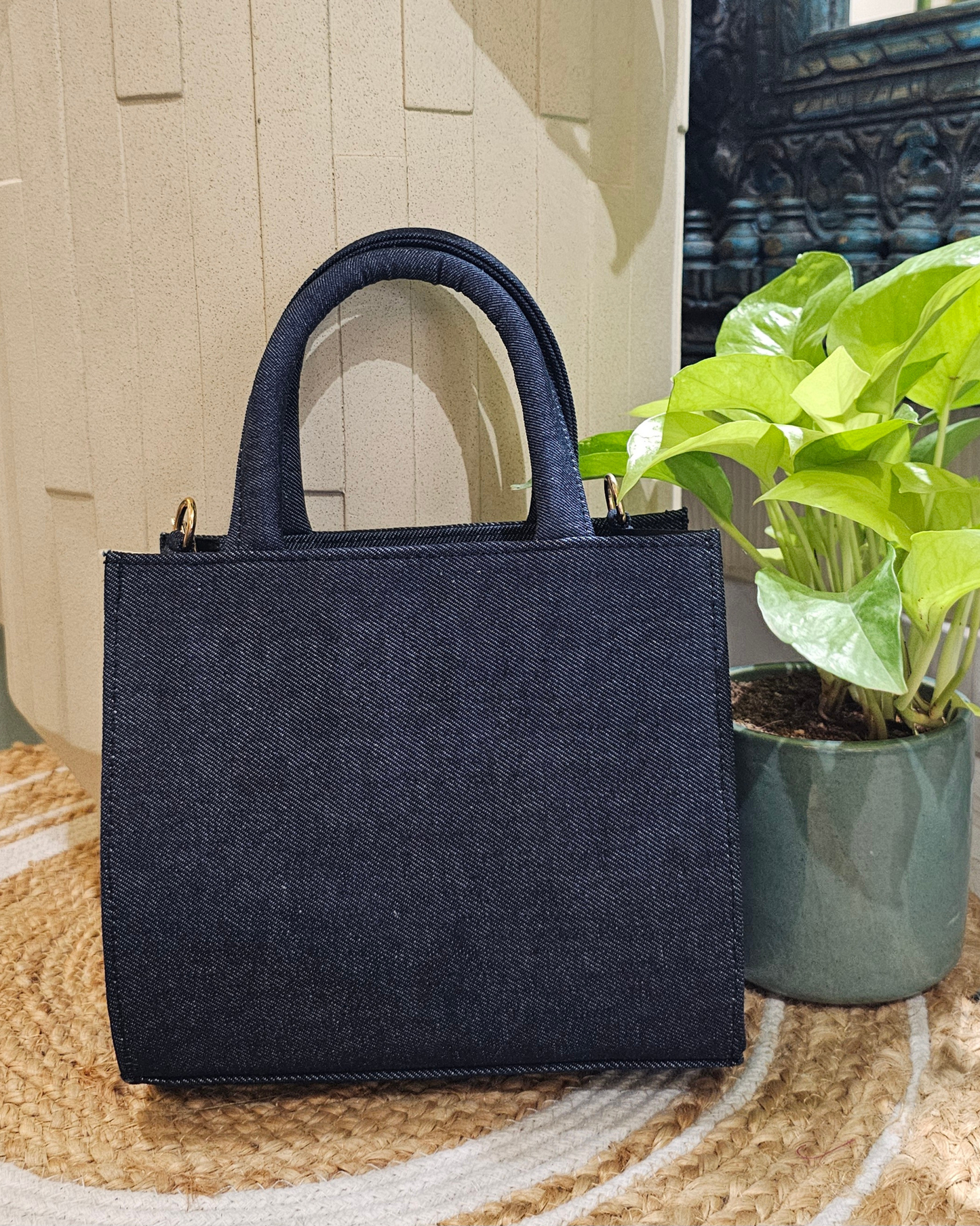 Hand-painted Denim Mini Tote