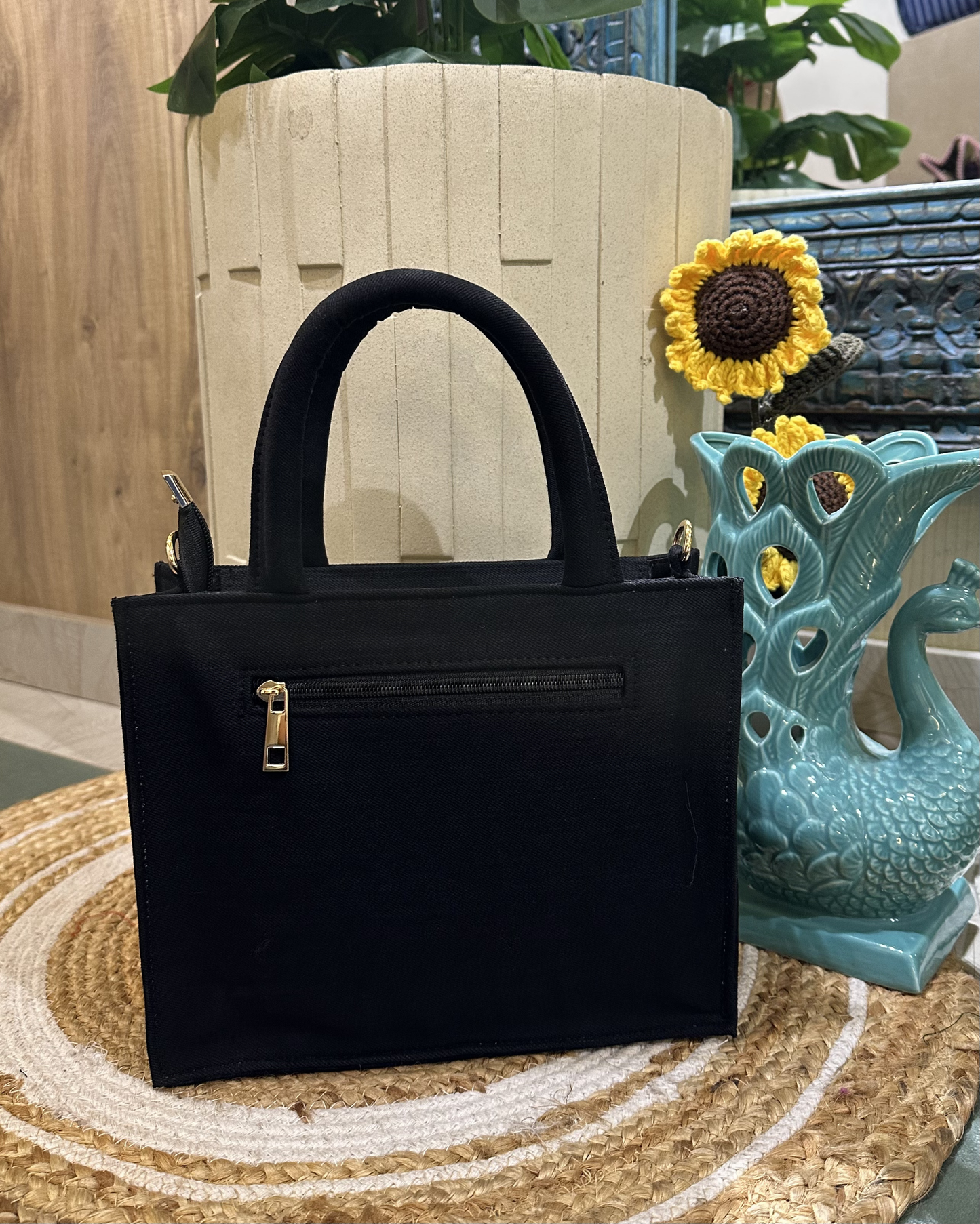 Hand-work Yellow Tulip Denim Tote