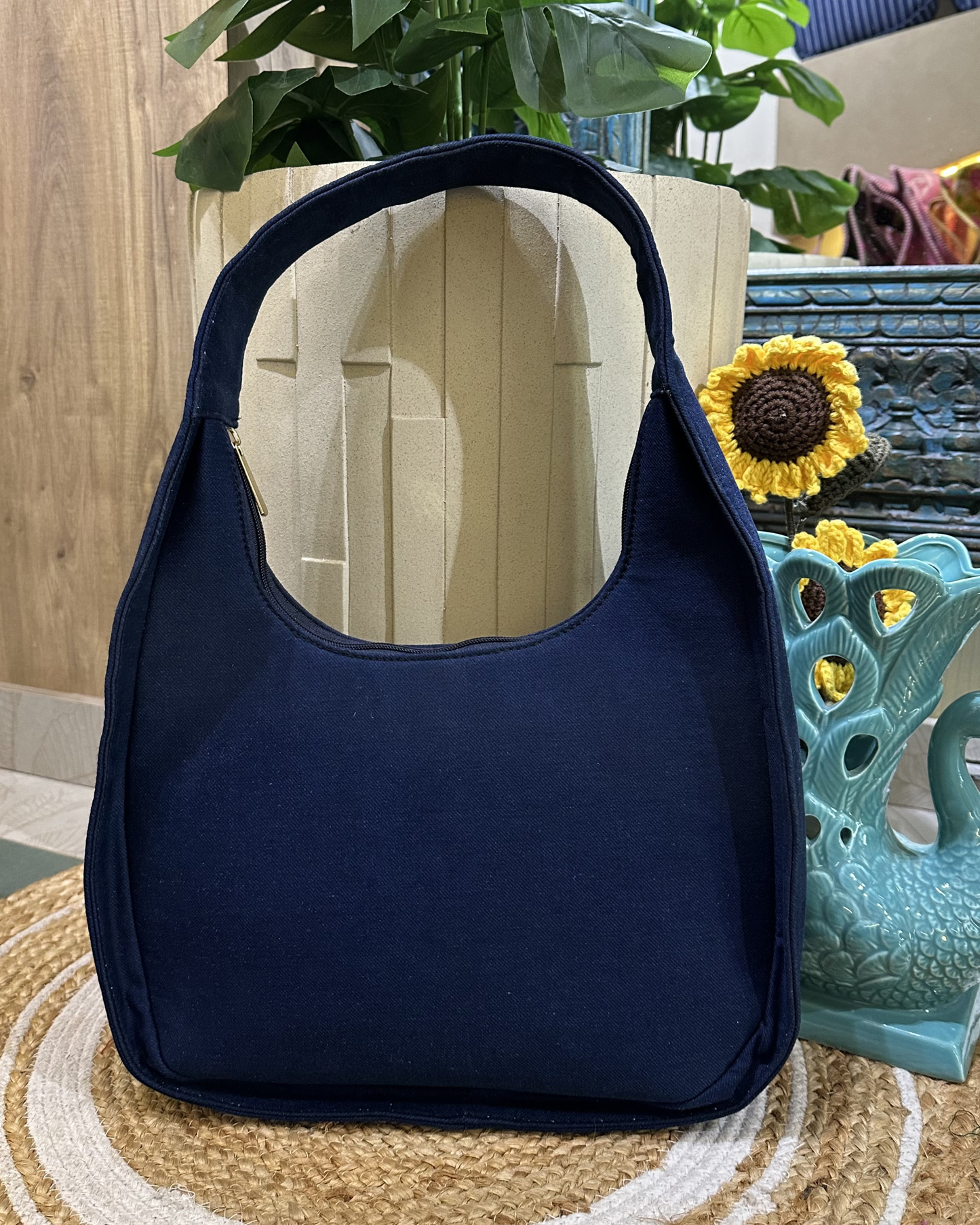 Hand-painted Tulip Moon Bag